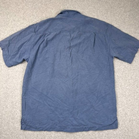 Tommy Bahama Shirt Mens Size Large Silk Blue Original Fit Short Sleeve Button Up - Picture 2 of 8